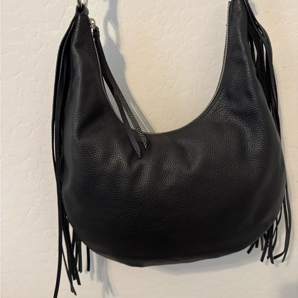 Michael Kors Black Leather Hobo Bag with Fringe - Picture 5 of 9